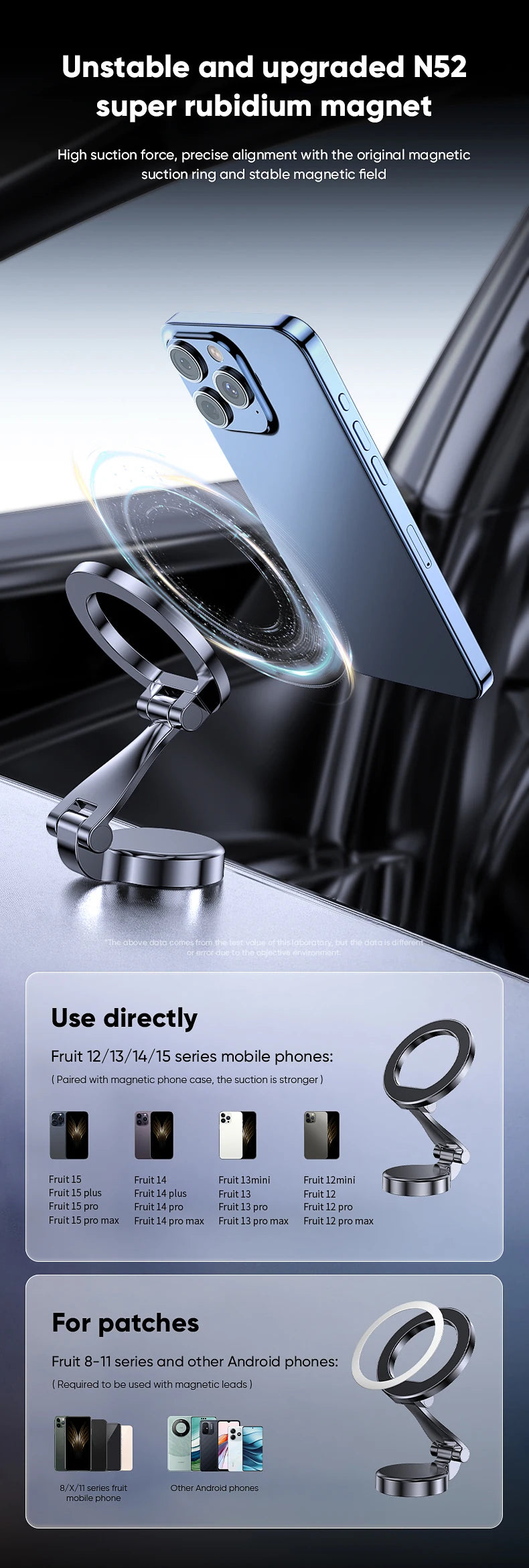 1080 Magsafe Car Phone Holder For Vehicles Mobile Support