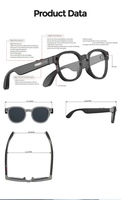 New AI Smart Glasses AI Translation 8MP HD Camera