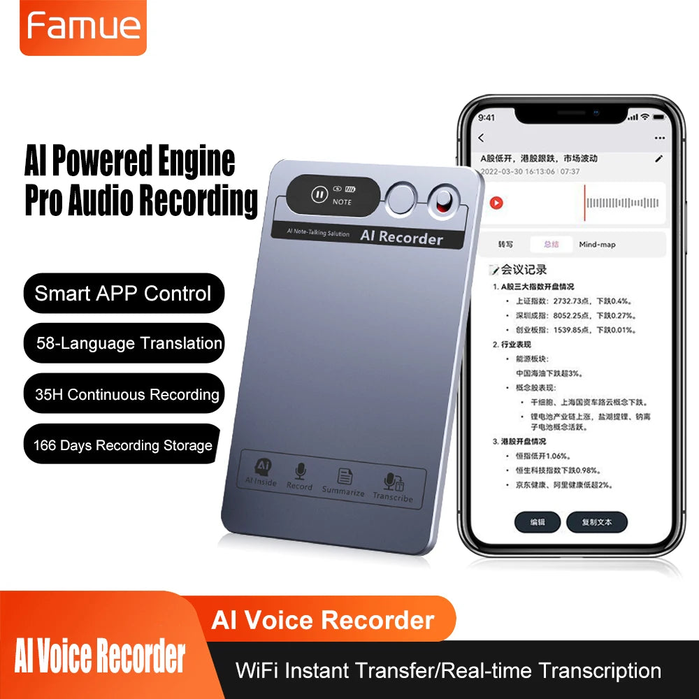 AI Voice Recorder Min Magnetic Powerd ChatGPT-4 App