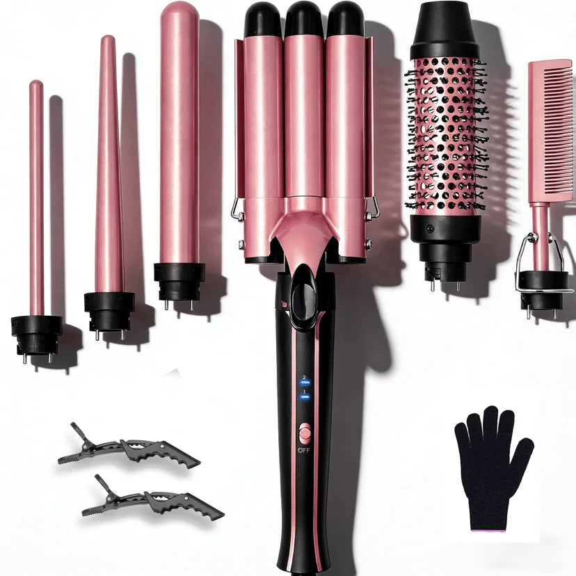 6-in-1 Hair Curler with 3 Barrel Hair Crimper