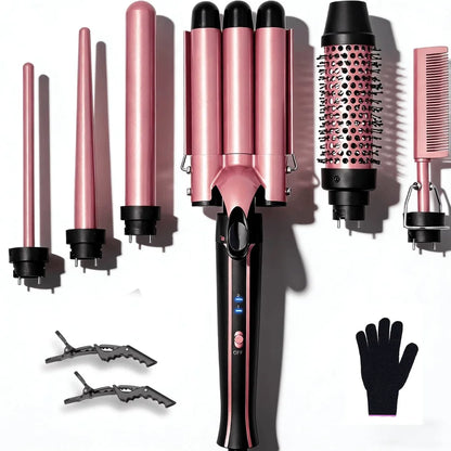 6-in-1 Hair Curler with 3 Barrel Hair Crimper