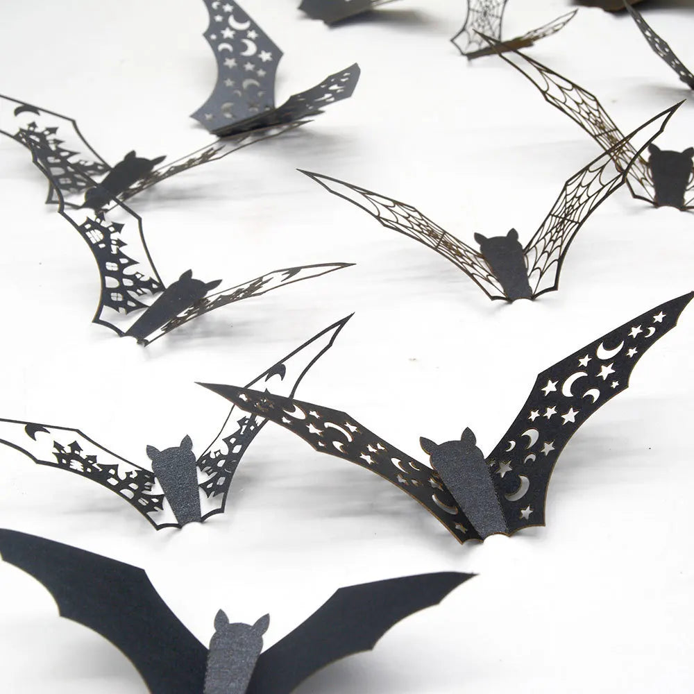 Halloween 3D Hollow Bat Wall Stickers Black Bat Sticker