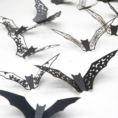 Halloween 3D Hollow Bat Wall Stickers Black Bat Sticker