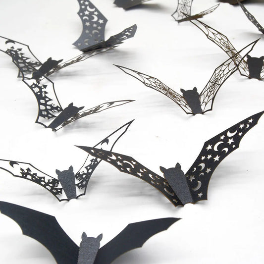 Halloween 3D Hollow Bat Wall Stickers Black Bat Sticker