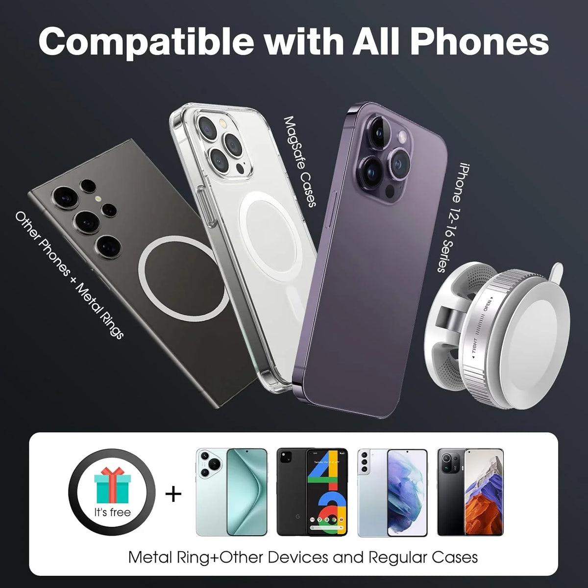 Upgraded 360° Vacuum Magnetic Phone Holder
