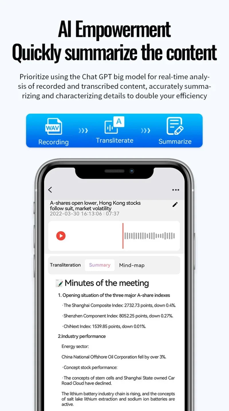 8-128GB Magnetic AI Voice Recorder ChatGPT Intelligent Translation