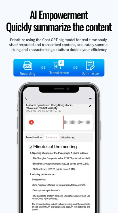 8-128GB Magnetic AI Voice Recorder ChatGPT Intelligent Translation