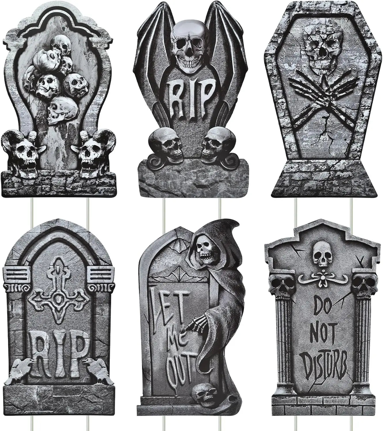 Halloween Tombstone Yard Sign Decorations with Stakes Skeleton