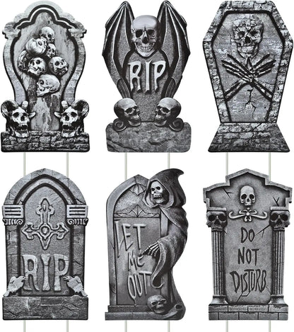Halloween Tombstone Yard Sign Decorations with Stakes Skeleton