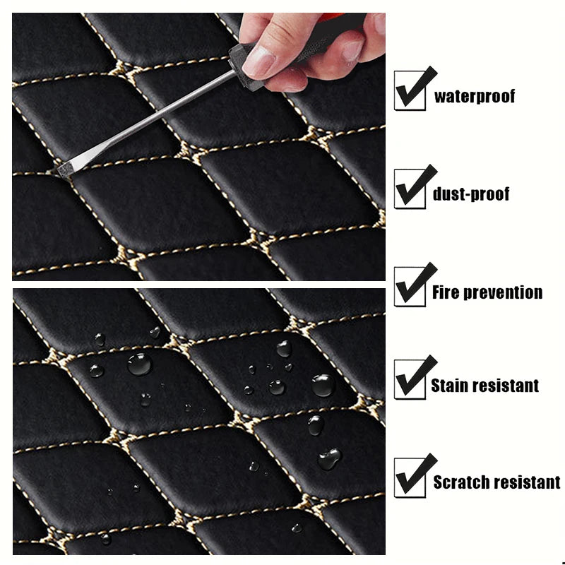Universal 5Pcs Car Floor Mats PU Leather Waterproof Dust-Proof