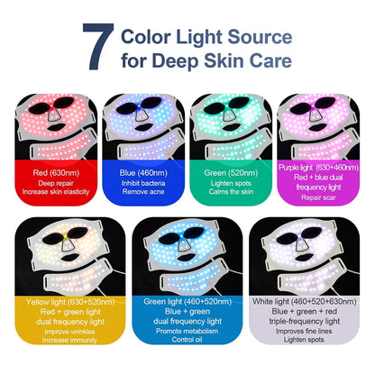 Silicone LED Mask Face With Neck 7 Colors LED Photo