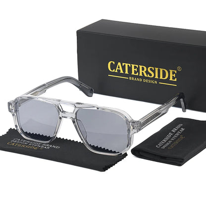 CATERSIDE Vintage Punk Sunglasses Men Flat Top