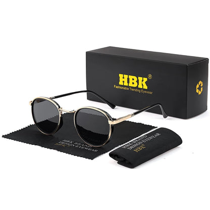 HBK TRetro Punk Men's Polarized Sunglasses Round Design