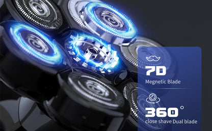 Electric Shaver for Men 7D Magnetic Floating Wet/Dry Head Razor