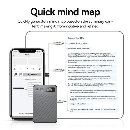8-256GB AI Voice Recorder with Display Screen Real-Time Transcription