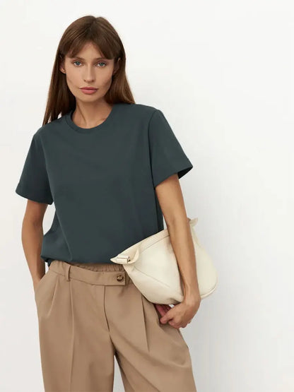 Bornladies Summer 100% Cotton Women's T-shirt Bottoming Tops