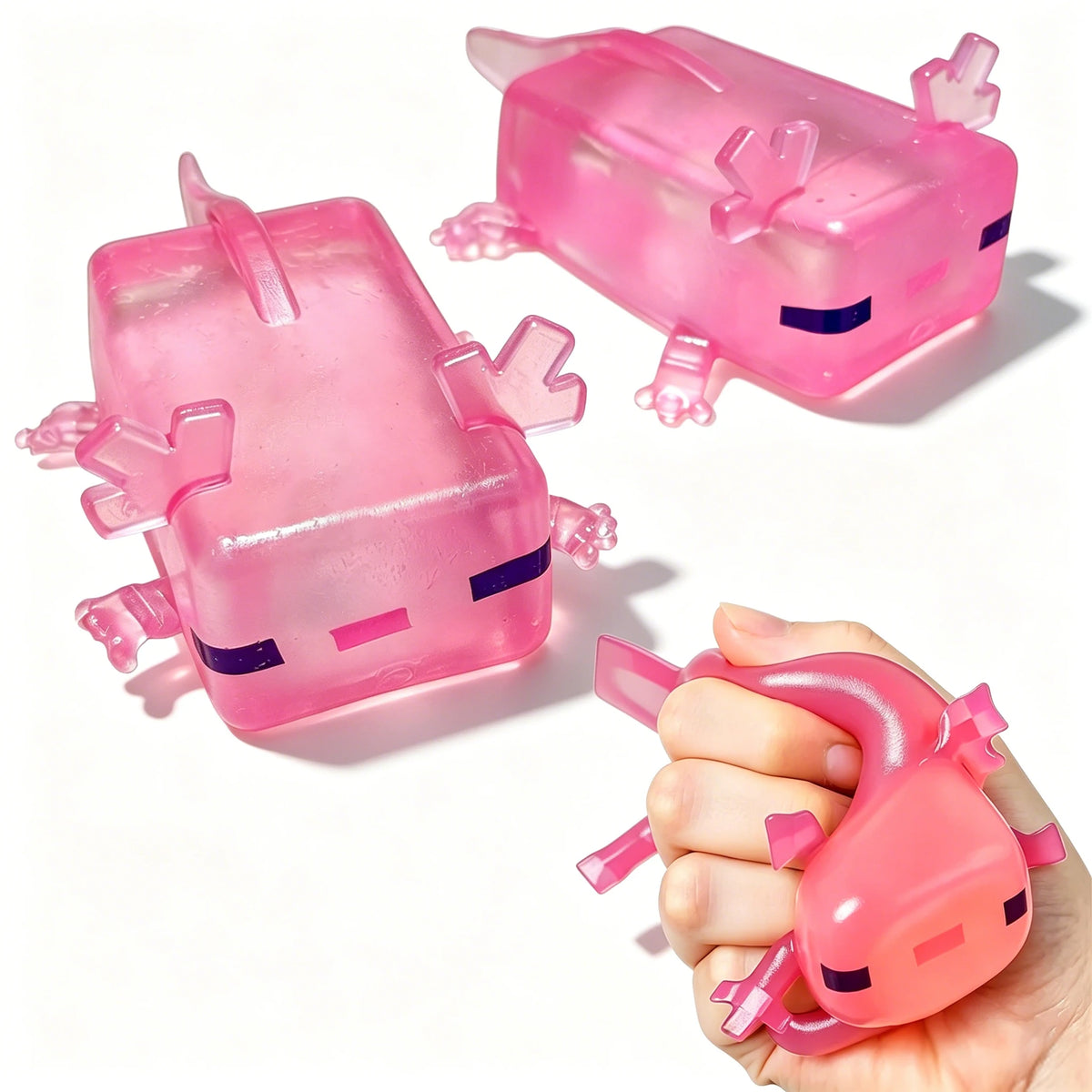 Transparent Cube Axolotl Squishy Toy Maltose Jelly Salamander