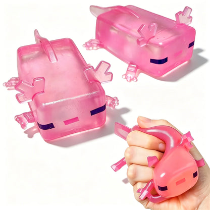 Transparent Cube Axolotl Squishy Toy Maltose Jelly Salamander
