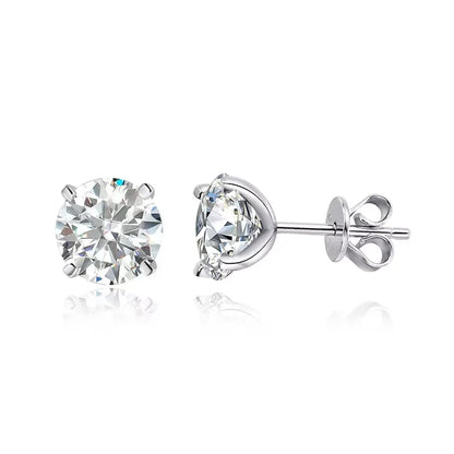 925 Silver Round Moissanite Stud Earrings