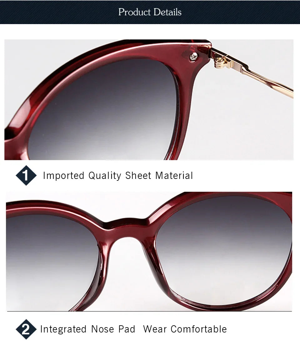TAGION Fashion Unisex Cat Eye Plastic Frame Sunglasses