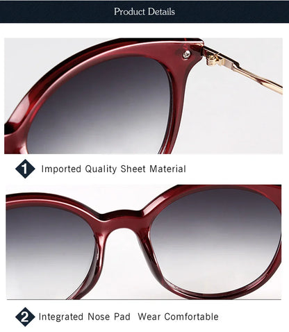 TAGION Fashion Unisex Cat Eye Plastic Frame Sunglasses