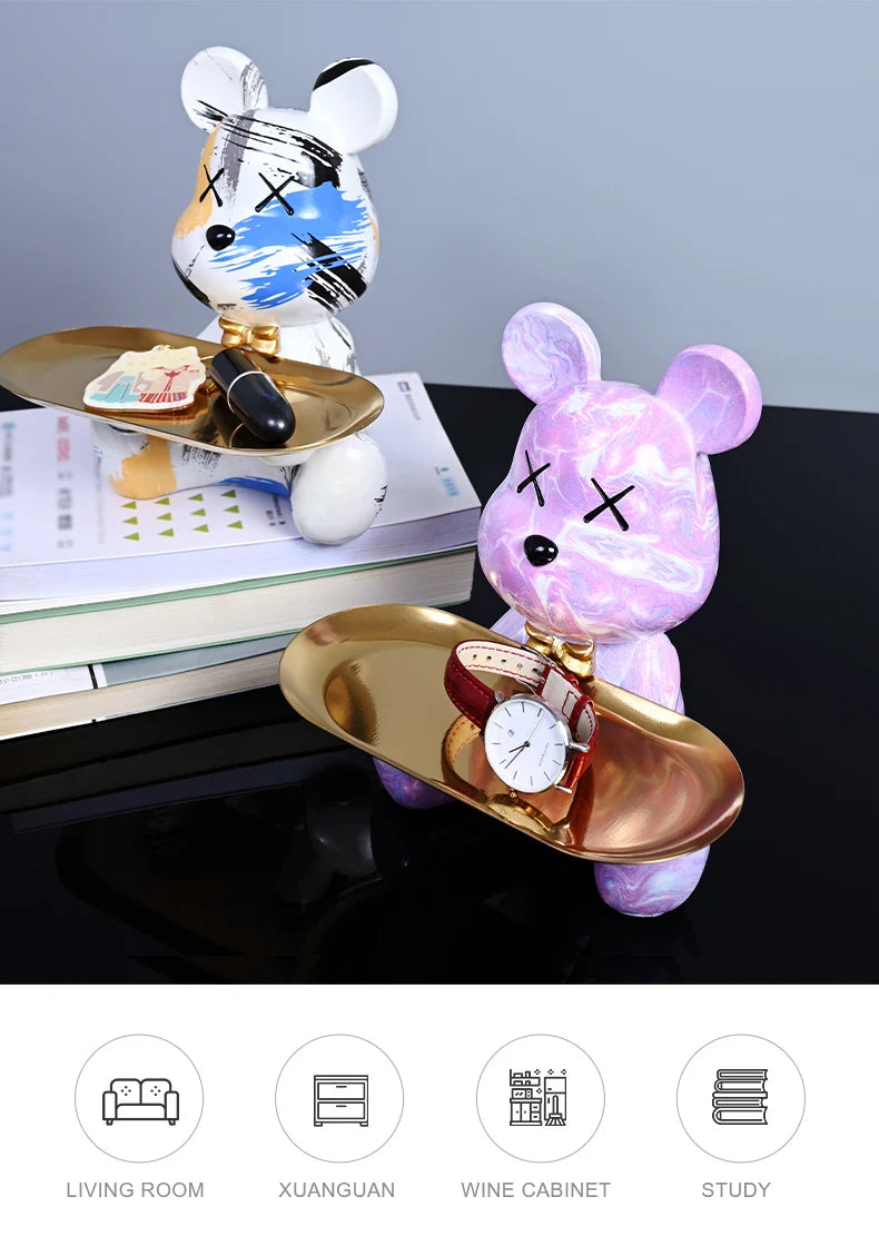 Colorful Bear Statues and Sculptures Butler Figure Ornaments