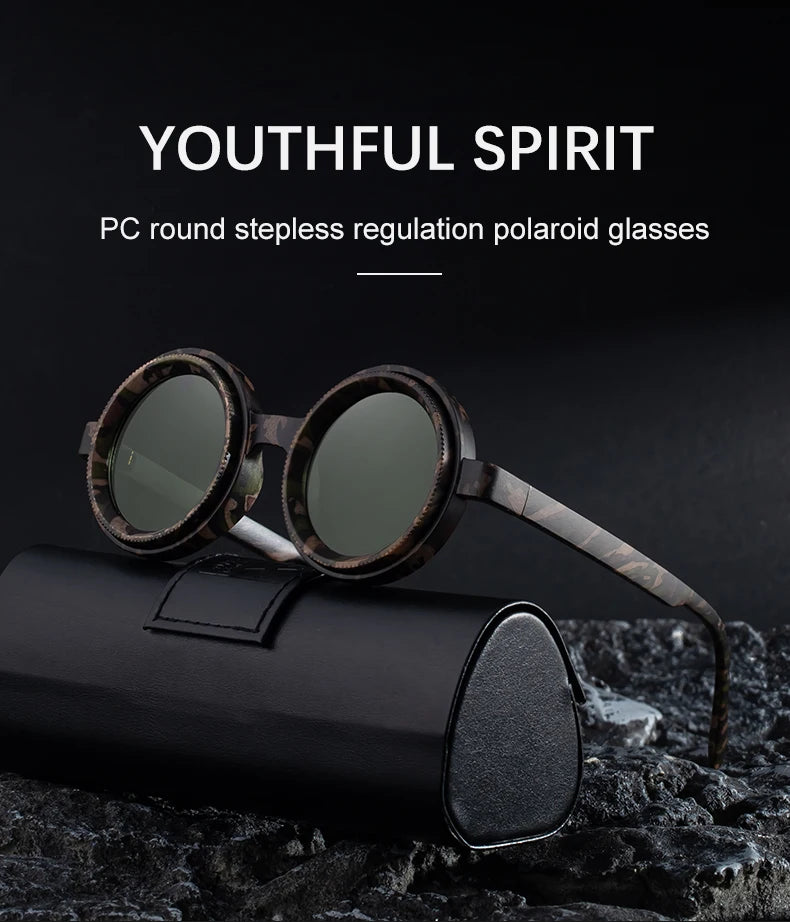 Polarized Small Frame Round Steampunk ND9 Adjustable
