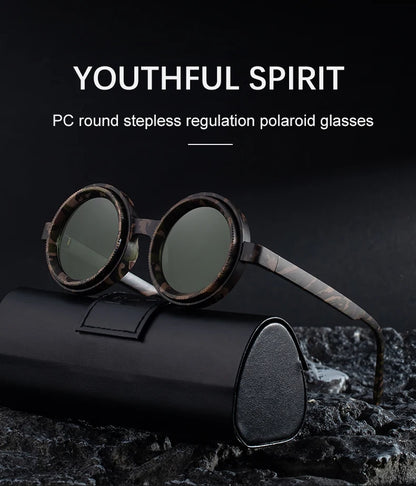 Polarized Small Frame Round Steampunk ND9 Adjustable