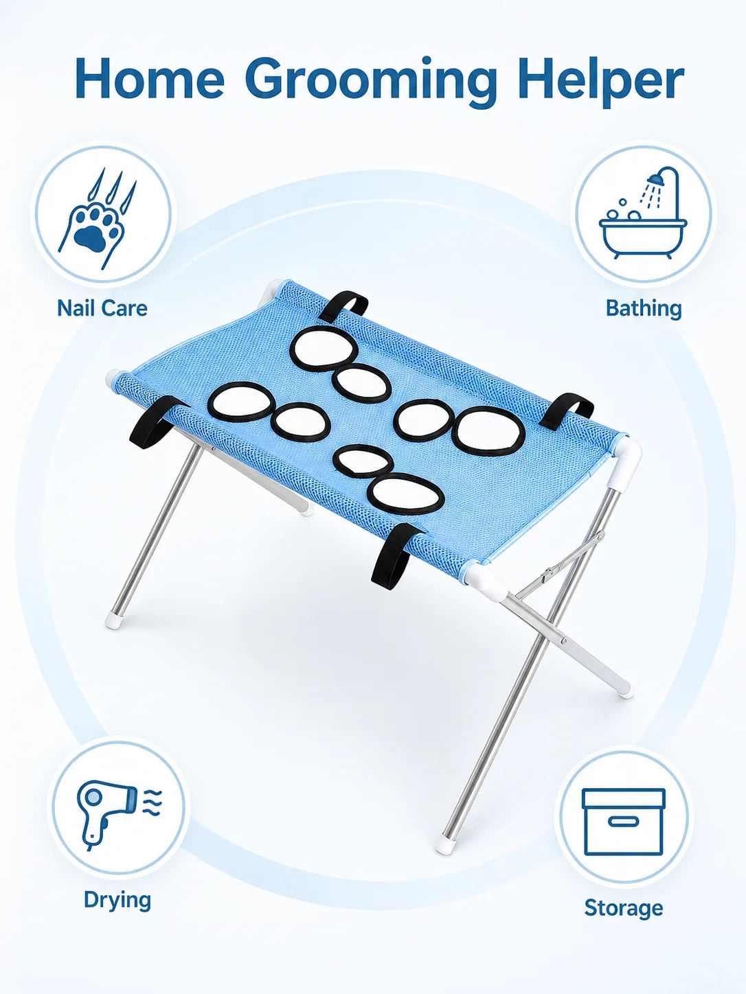 Pet Bathing Hammock Stand Foldable Dog Cat Grooming
