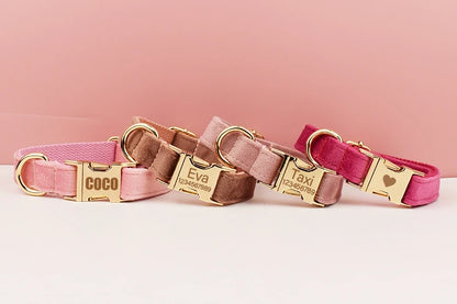 Velvet Collar Free Engrave Dog Collar Leash Dog Collars