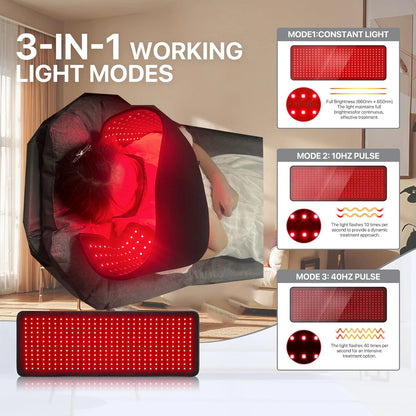 Red ＆ Infrared Therapy Belt Body Wearable Wrap heating Pad