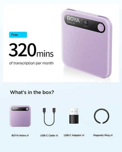 BOYA Notra AI Recording - Smart Voice Activated Recorder