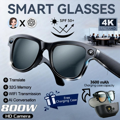 World Premiere Smart AI Glasses 4K HD 800W Pixel Camera
