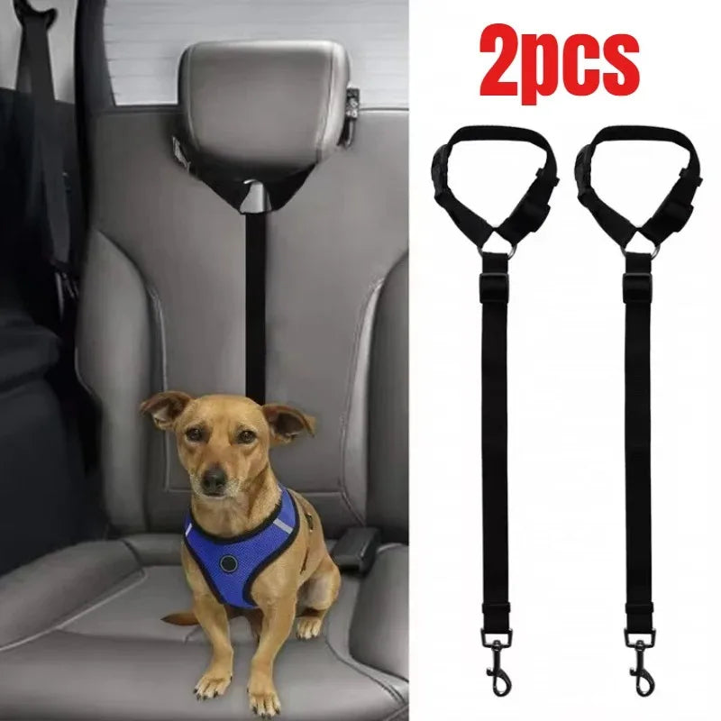 2-in-1 Nylon Pet Car Seat Belt Adjustable Safety Leash
