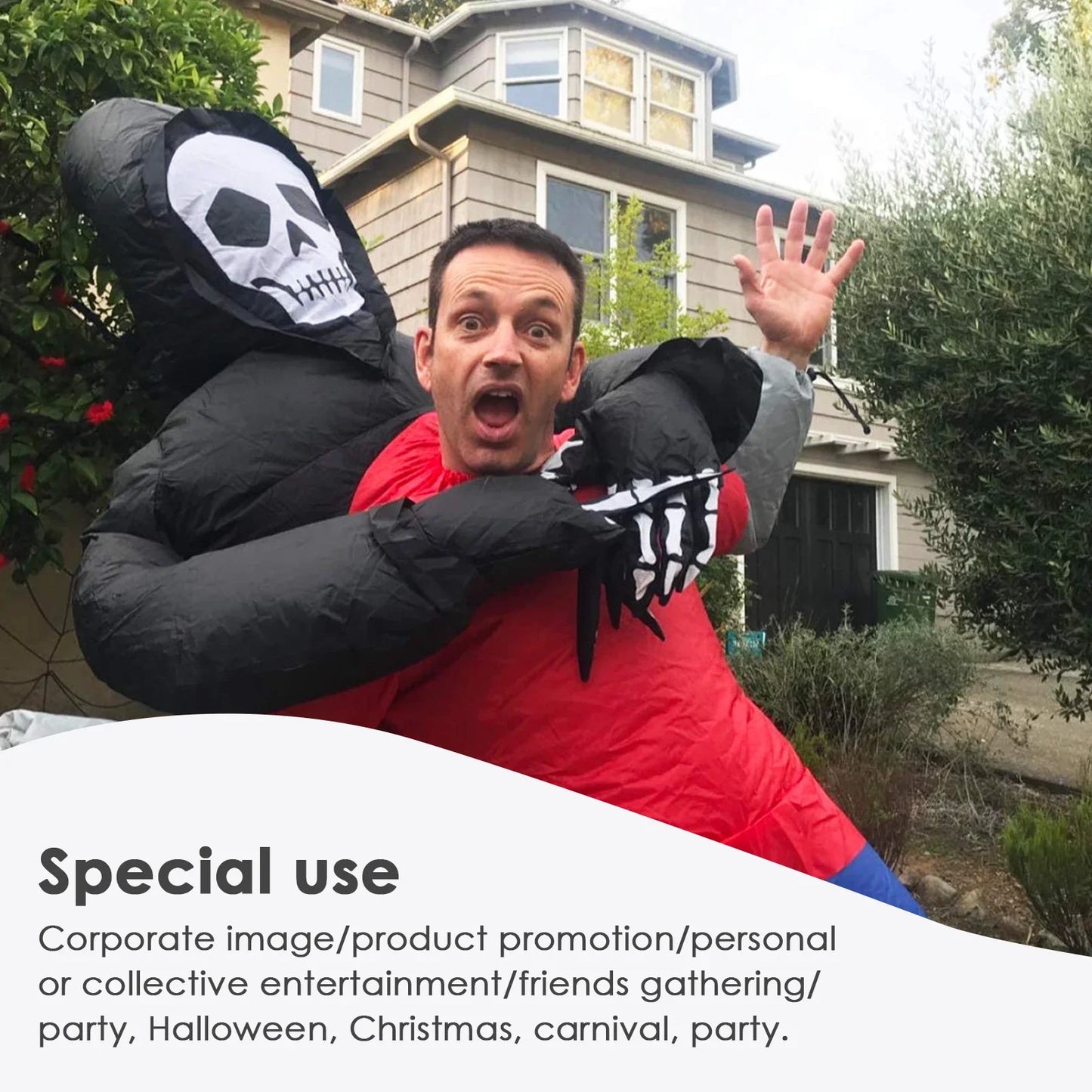 Adult Funny Inflatable Black Robe Mask Ghost Costume