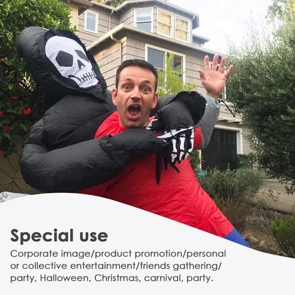 Adult Funny Inflatable Black Robe Mask Ghost Costume
