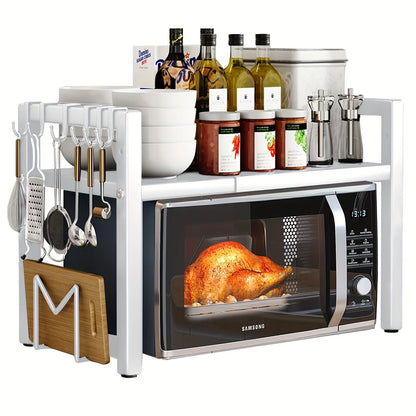 Expandable Microwave Shelf, Microwave Holder with 6 Hooks, ki