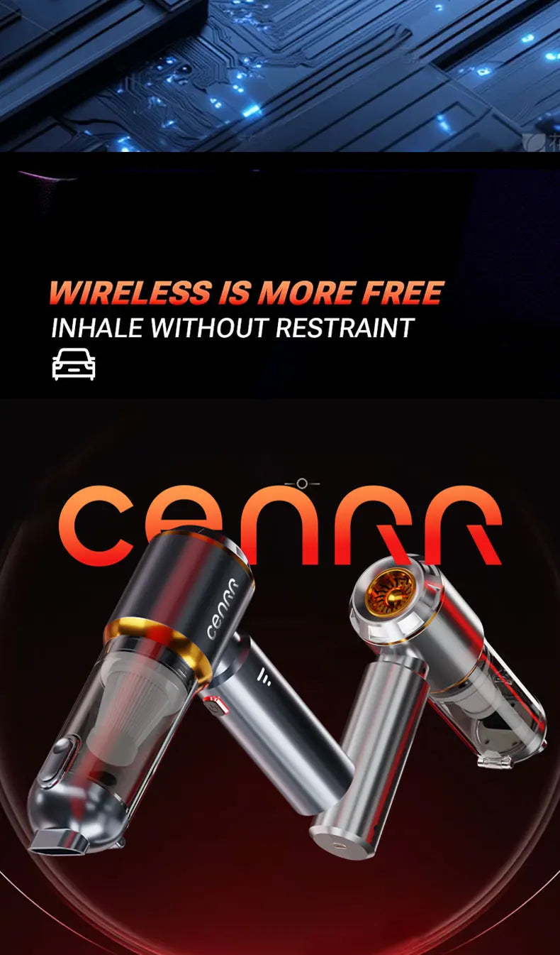 CENRR Portable Wireless Car Vacuum Cleaner Mini Powerful