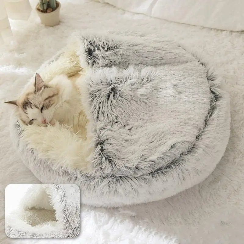 Soft Plush Pet Bed with Cover Round Cat Bed Mattress