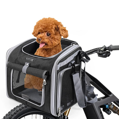 Dog or Cat Bike Basket, Expandable Soft Sided Pet Carrier