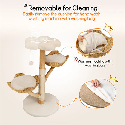 Modern Cat Furniture Climbing Tree Solid Wood