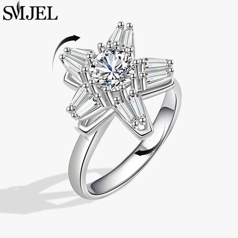 Luxury Crystal Anxiety Relief Spinning Fidget Rings for Women