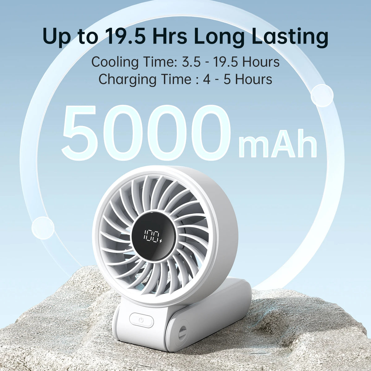 JISULIFE Portable Handheld Fan with LED Display