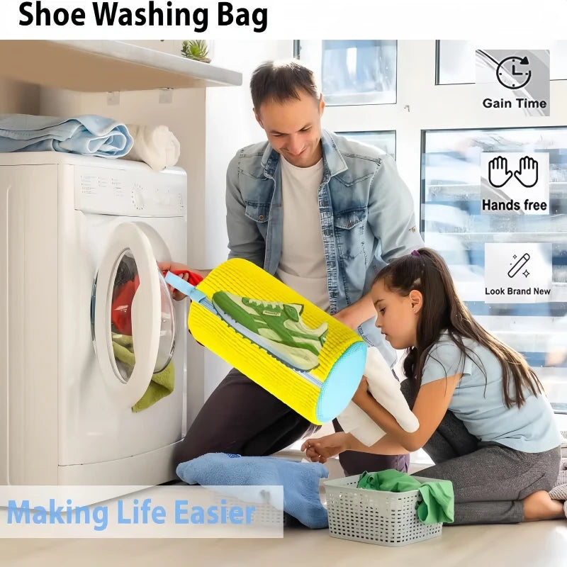 Shoe Washing Machine Bag with Liquid Shoe Brush Set