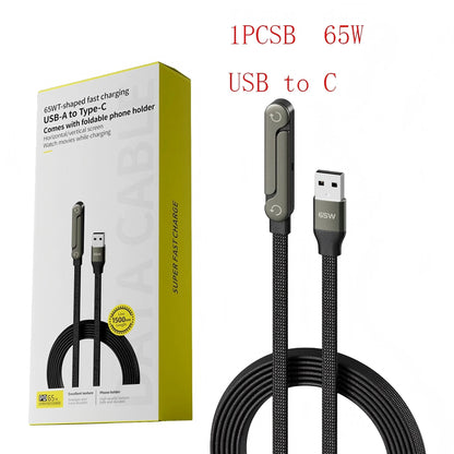 Fast Charging Foldable Bracket Data Cable 2-in-1 Data Wire
