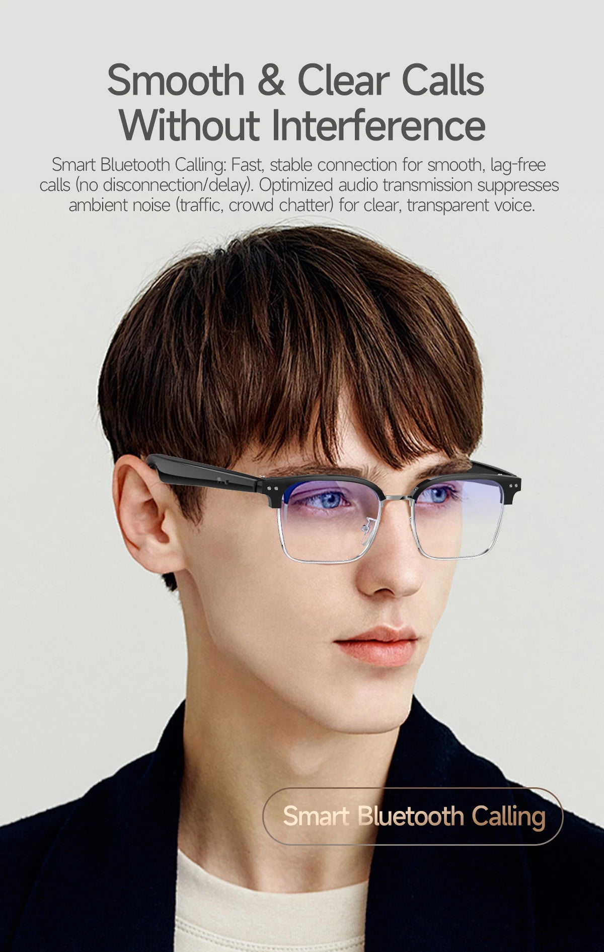 New Business Style Smart Glasses W100D Bluetooth Call AI
