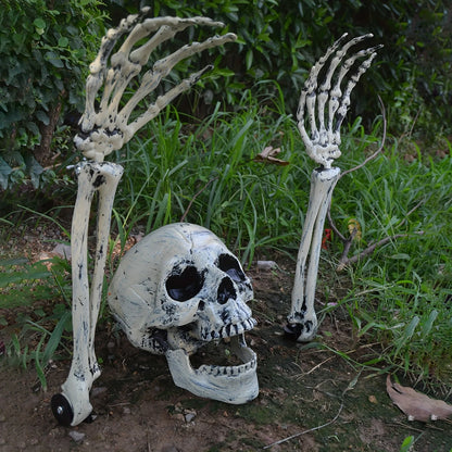 1/6pcs Skeleton Bone Garden Ground Stakes Skull Head & Hand for Halloween