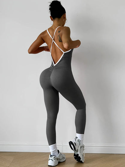 Girls Pink Sports Jumpsuit Running One Piece Bodysuit