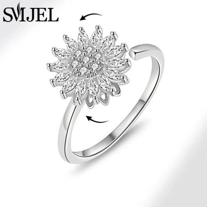 Luxury Crystal Anxiety Relief Spinning Fidget Rings for Women