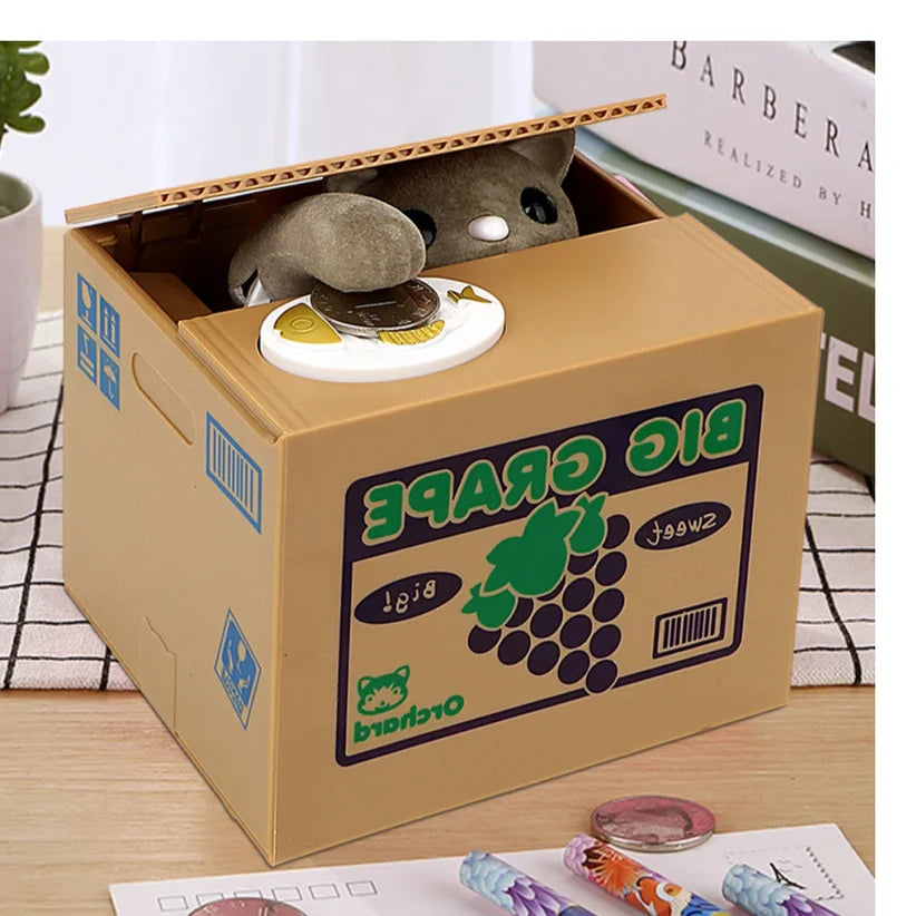 Cute Automated Panda Cat Steal Coin Bank Money Saving Box